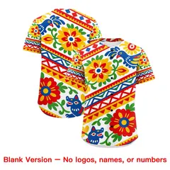 White Royal Blue Graffiti Mexican Style Baseball Jersey 2
