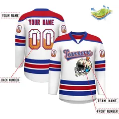 White Royal Blue Ice Cream Helmet Pattern Hockey Jersey 2