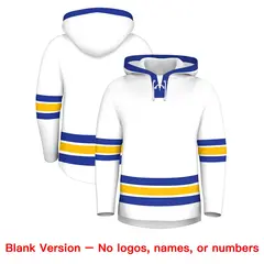 White Royal Blue Lace-Up Neck Hockey Hoodie 7