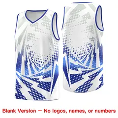 White Royal Blue Lightning Halftone Dot Basketball Jersey 6