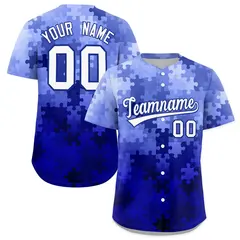 White Royal Blue Puzzle Elements Baseball Jersey