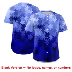 White Royal Blue Puzzle Elements Baseball Jersey 7