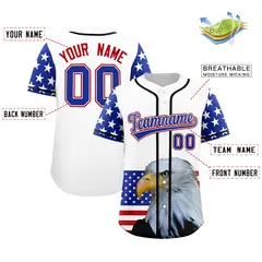 White Royal Blue Red American Flag Graffiti Split Independence Day Baseball Jersey 2