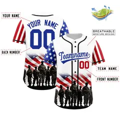 White Royal Blue Red American Flag Graffiti Split Independence Day Baseball Jersey 2