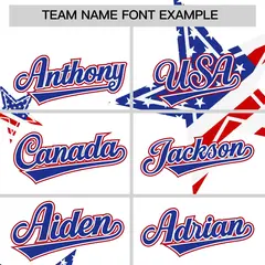 White Royal Blue Red American Flag Graffiti Split Independence Day Baseball Jersey 3