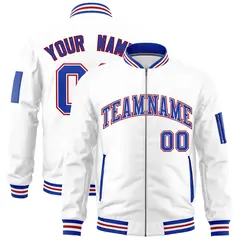 White Royal Blue Red American Flag Independence Day Full Zip Wrinkle-Resistant Jacket