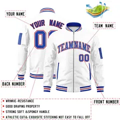 White Royal Blue Red American Flag Independence Day Full Zip Wrinkle-Resistant Jacket 2