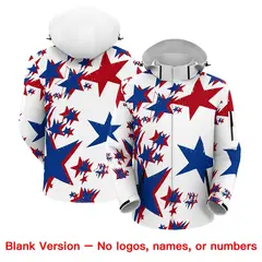White Royal Blue Red American Flag Independence Day Waterproof Jacket 6