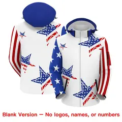 White Royal Blue Red American Flag Independence Day Waterproof Jacket 6