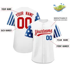 White Royal Blue Red American Flag Raglan Baseball Jersey 2