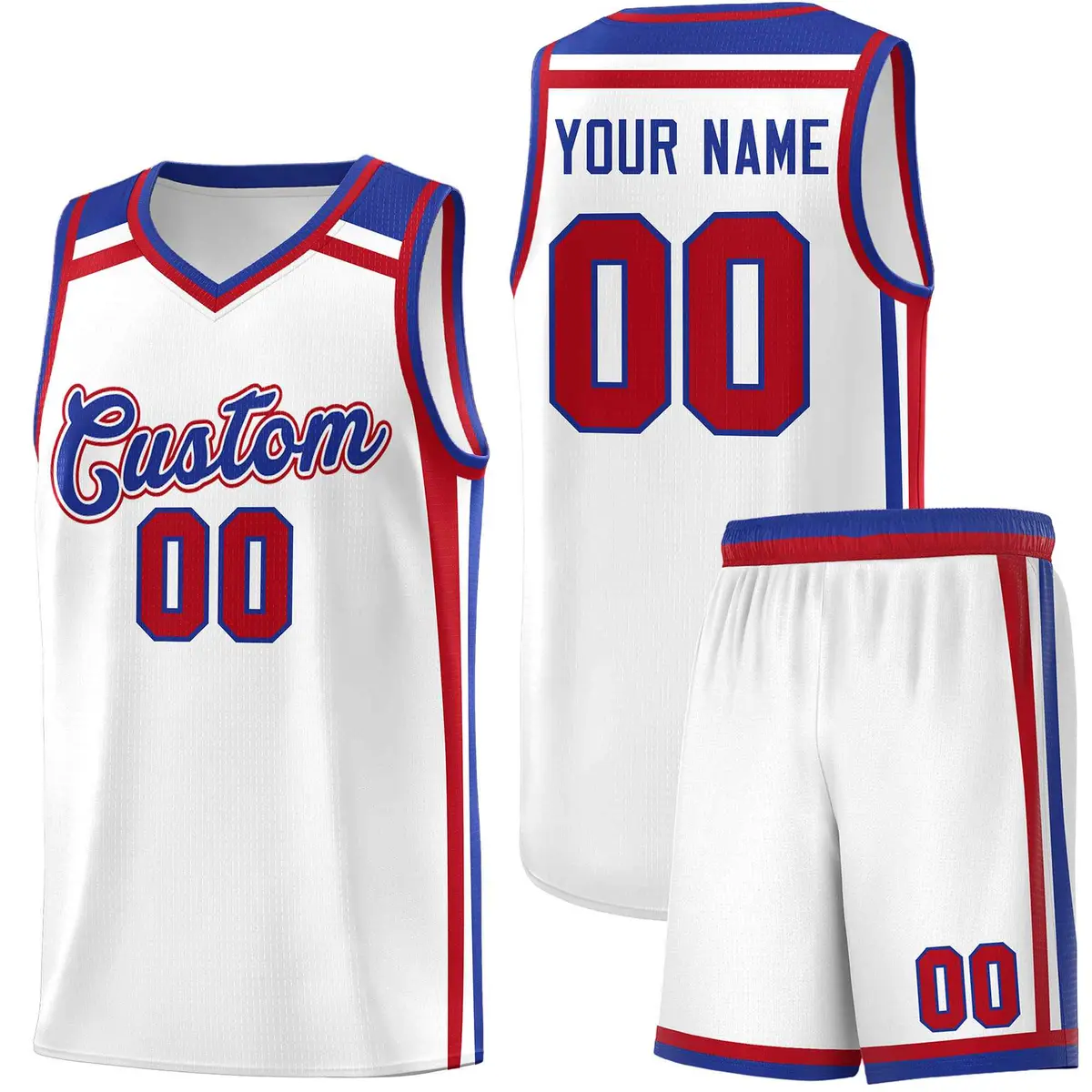 White Royal Blue Red Color Charge Series Basketball Jersey