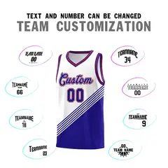 White Royal Blue Red Diagonal Stripe Color Block Basketball Jersey 4