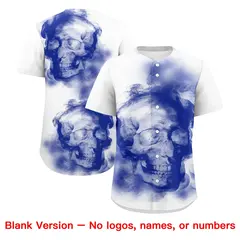 White Royal Blue Red Skeleton Graffiti Baseball Jersey 8