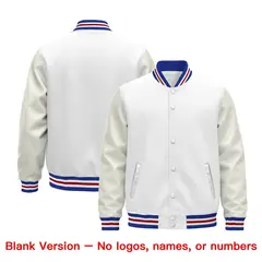 White Royal Blue Red Varsity Jacket with Leather Sleeves Wrinkle-Resistant 6