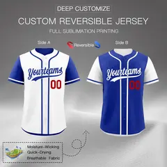White Royal Blue Reversible Raglan Baseball Jersey 2