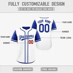 White Royal Blue Reversible Raglan Baseball Jersey 3