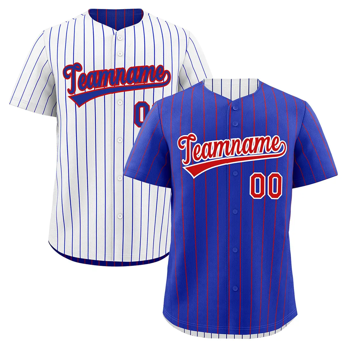 White Royal Blue Reversible Stripe Baseball Jersey