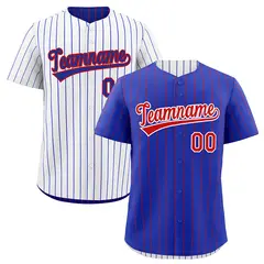 White Royal Blue Reversible Stripe Baseball Jersey 1