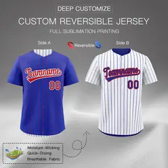 White Royal Blue Reversible Stripe Baseball Jersey 2