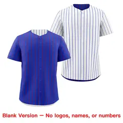 White Royal Blue Reversible Stripe Baseball Jersey 8
