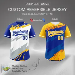 White Royal Blue Silver Reversible Baseball Jersey Lightning Graffiti Pattern 2