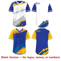 White Royal Blue Silver Reversible Baseball Jersey Lightning & Graffiti Pullover V-Neck 8