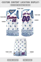 White Royal Cashew Pattern Basketball Jersey 5