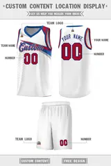 White Royal Chest Color Block Basketball Uniform Jersey 2