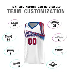 White Royal Chest Color Block Basketball Uniform Jersey 4