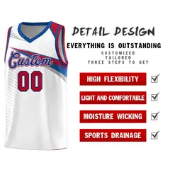White Royal Chest Color Block Basketball Uniform Jersey 5