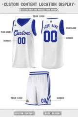 White Royal Chest Slash Pattern Basketball Jersey 3