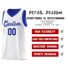 White Royal Chest Slash Pattern Basketball Jersey 6