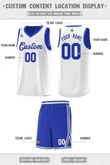 White Royal Chest Slash Pattern Basketball Jersey 3