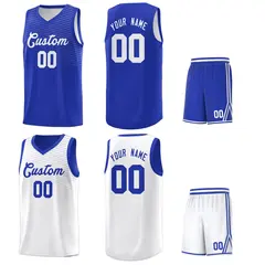 White Royal Chest Slash Pattern Basketball Jersey 5