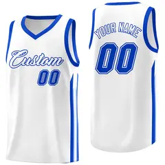 White Royal Classic Athletic Casual Basketball Jersey
