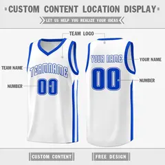 White Royal Classic Athletic Casual Basketball Jersey 2