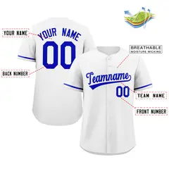 White Royal Classic Authentic Baseball Jersey 2