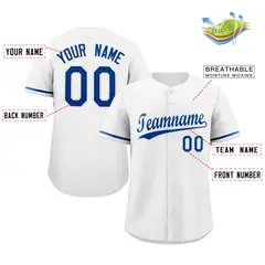 White Royal Classic Authentic Baseball Jersey 2
