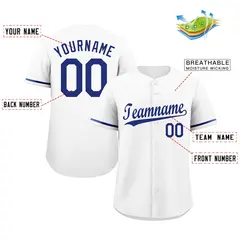 White Royal Classic Authentic Baseball Jersey 2