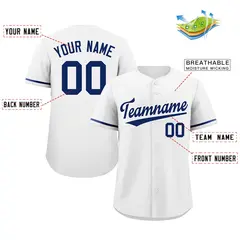 White Royal Classic Authentic Baseball Jersey 2
