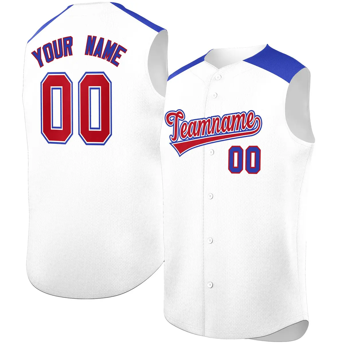 White Royal Classic Authentic Sleeveless Baseball Jersey