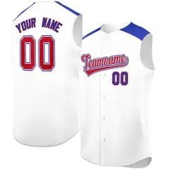 White Royal Classic Authentic Sleeveless Baseball Jersey