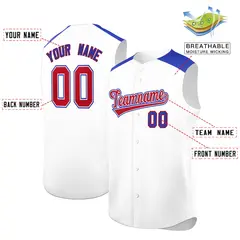 White Royal Classic Authentic Sleeveless Baseball Jersey 2
