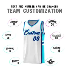 White Royal Classic Color Block Team Basketball Jersey 4