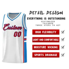 White Royal Classic Color Block Uniform Basketball Jersey 2