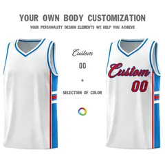 White Royal Classic Color Block Uniform Basketball Jersey 3