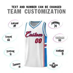 White Royal Classic Color Block Uniform Basketball Jersey 4