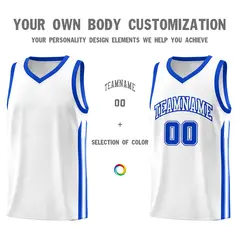 White Royal Classic Fashion Sportwear Basketball Jersey 3