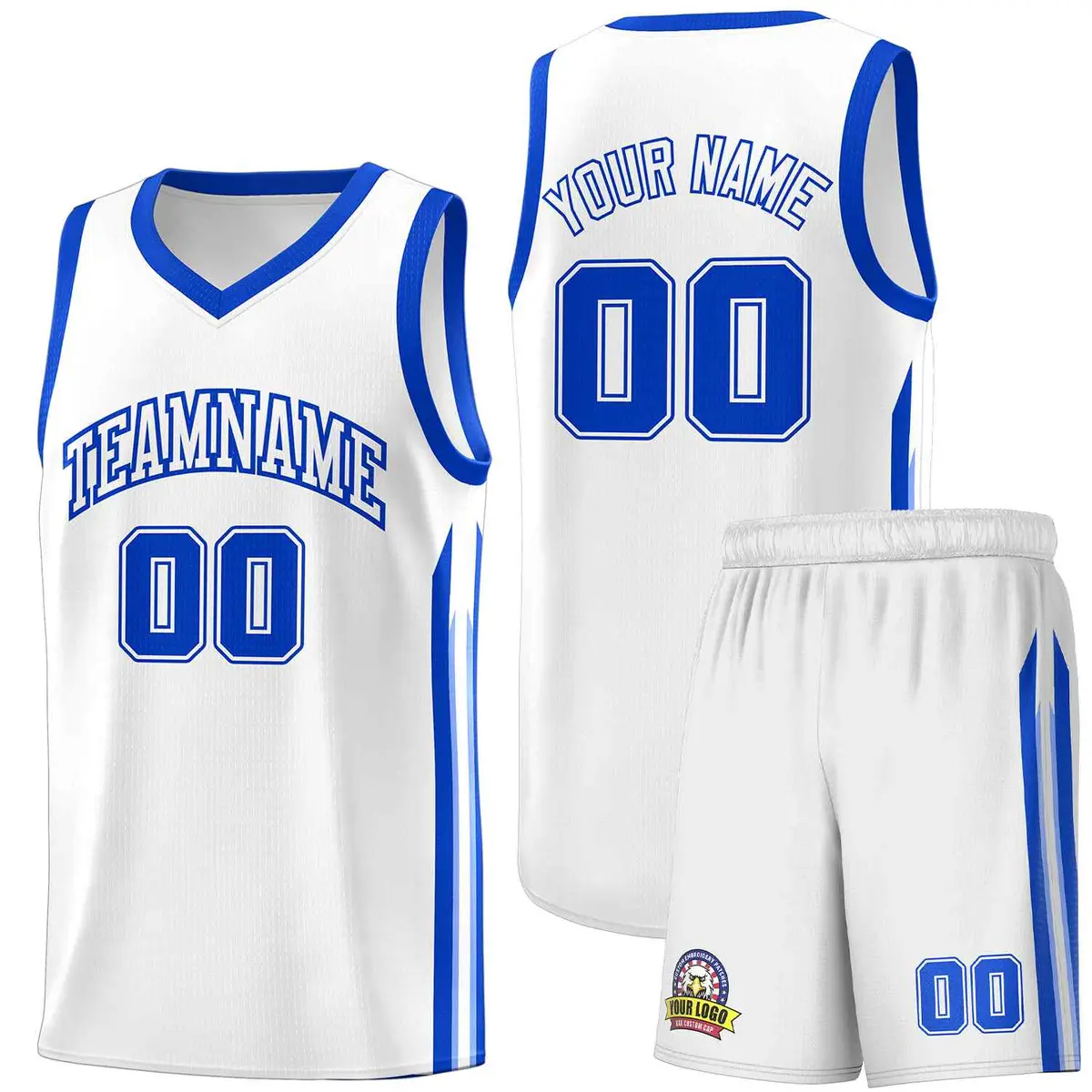 White Royal Classic Sets Basketball Uniform Jersey