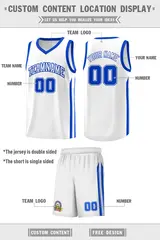 White Royal Classic Sets Basketball Uniform Jersey 2